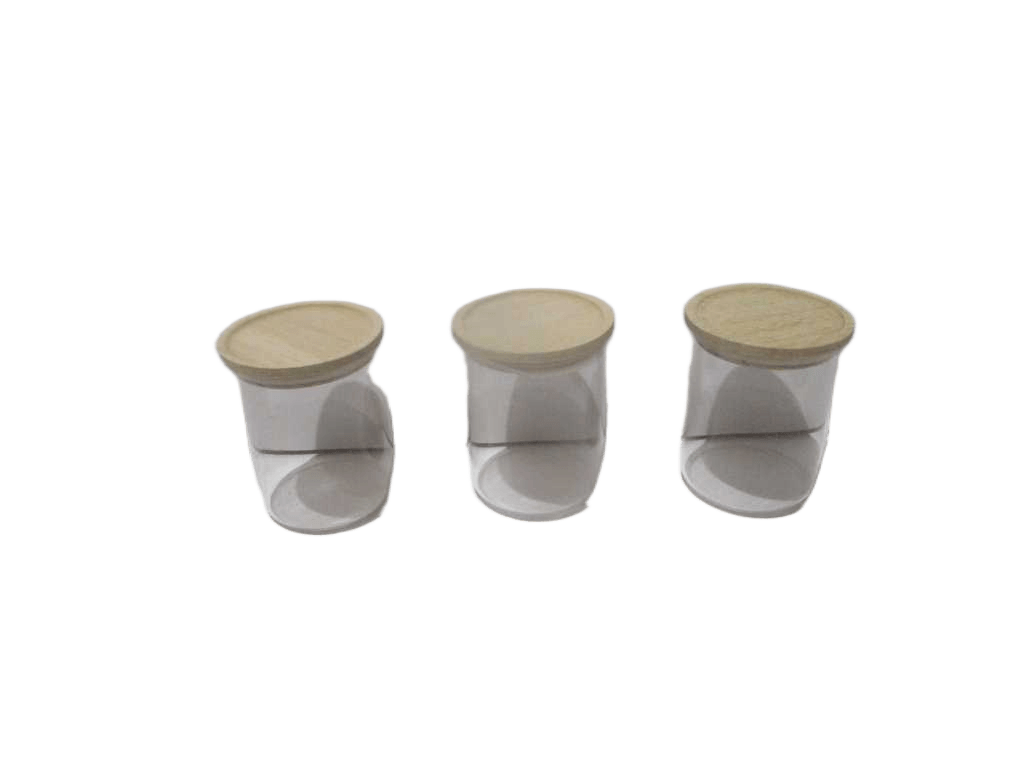 Jar Lot Ep X3 Glas+wood Hermet