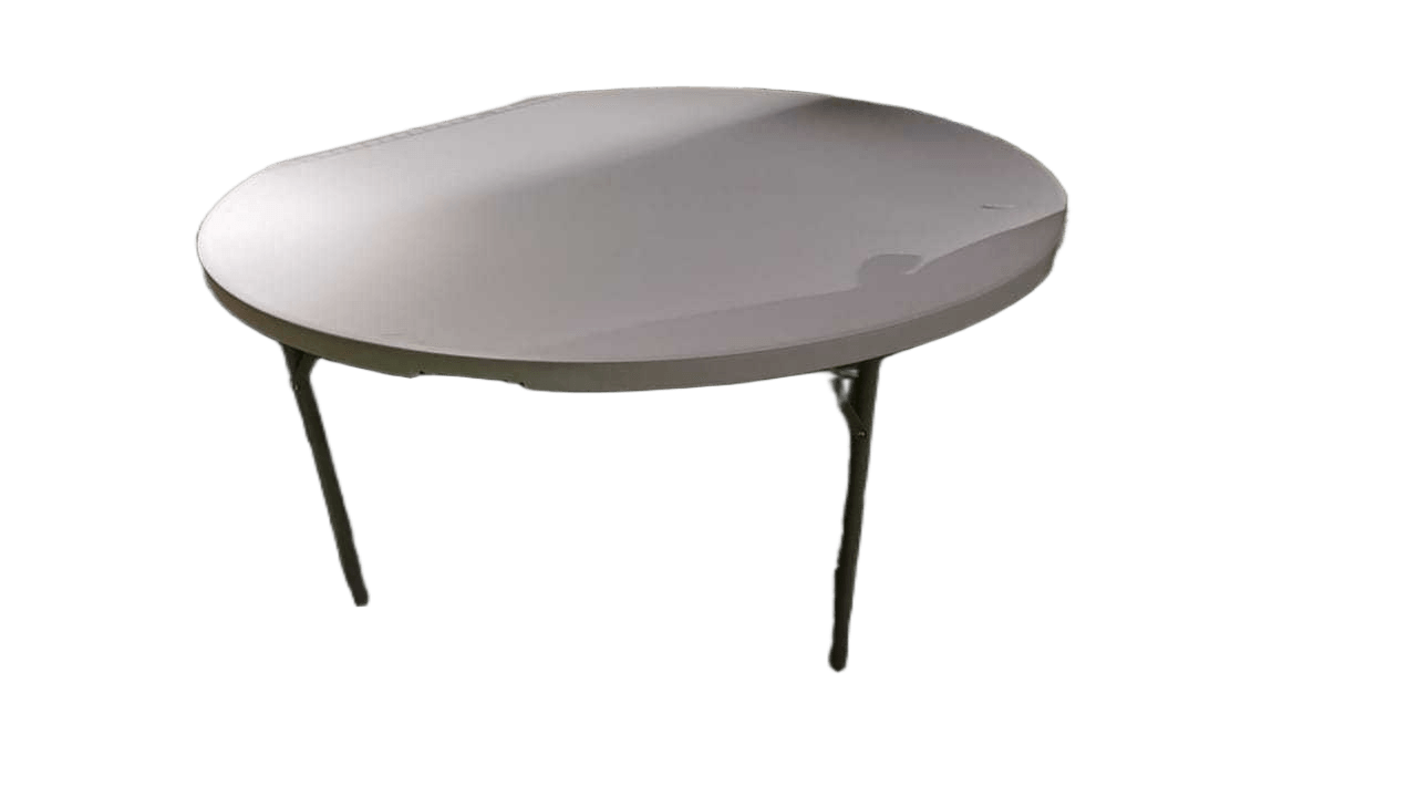 Table Fold-In-Half Round Hdpe Table Top+steel Frame White 154x74cm