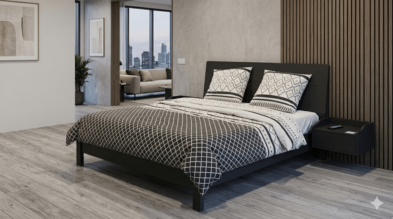 Bed Brown/Beige 1800*2000 + 2pcs Night Stand 430*380*480mm+dresser+ Mirror + Stool 15mm Mdf +melamine 800*400*153mm -Brown/Beige
