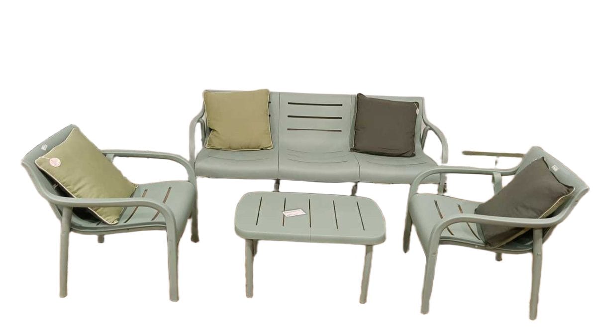 Sofa Gerden Set 3 Seater + 2 Armchair + Coffee Table Green