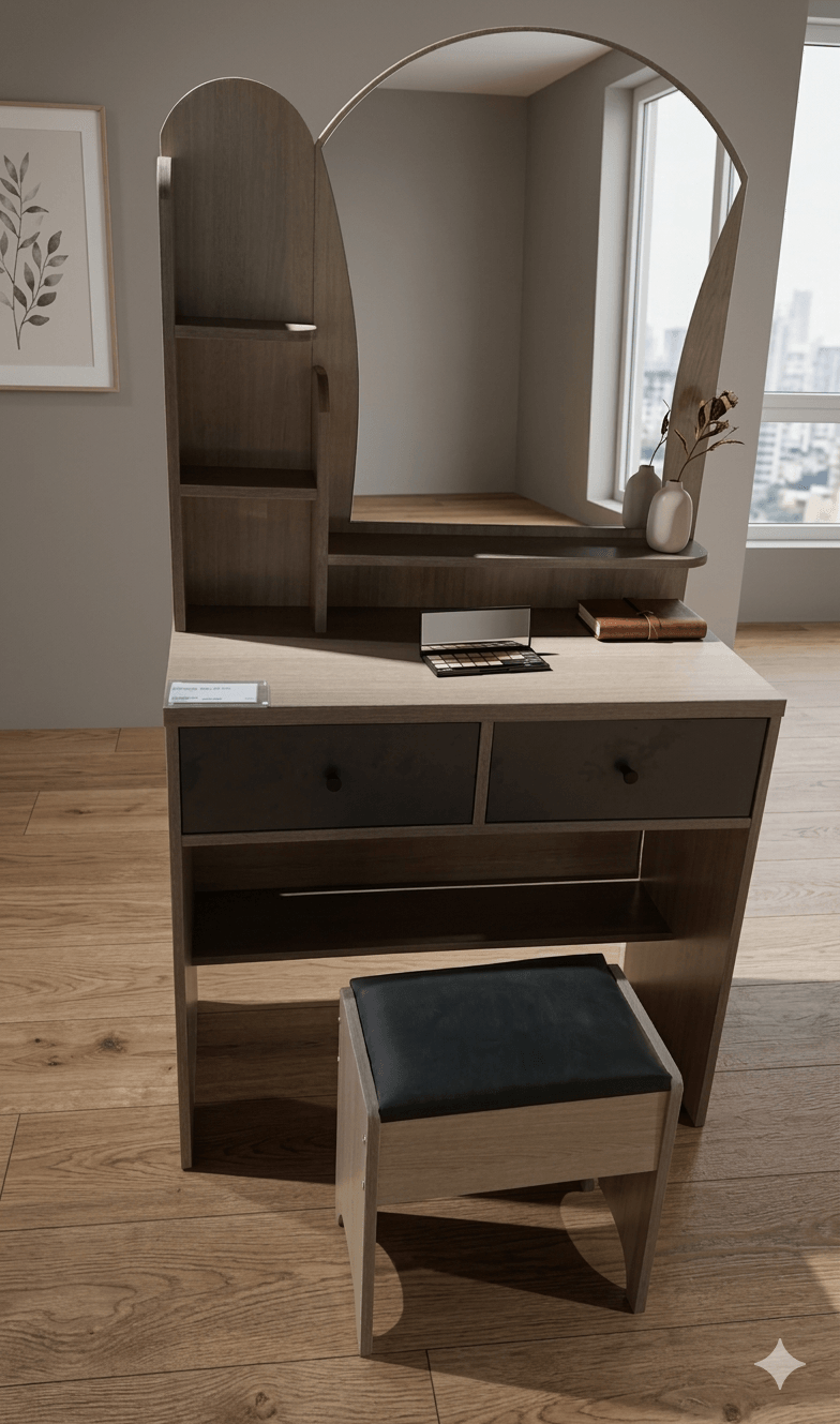 Dresser With Mirror And Stool
