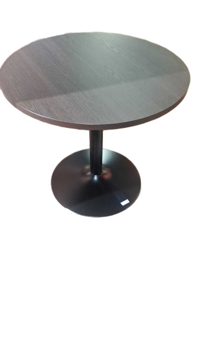 Bar Table D800x750 5-30 Melamine Walnut Wood Black Base As Samp