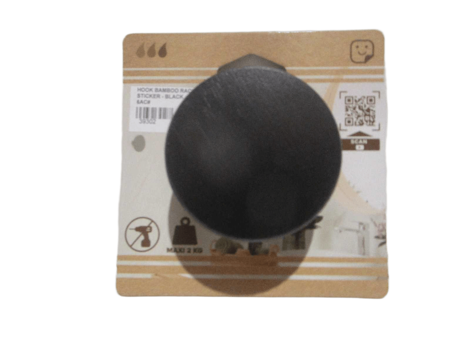 Hook Bamboo Rack D6,5 Cm On Sticker - Black