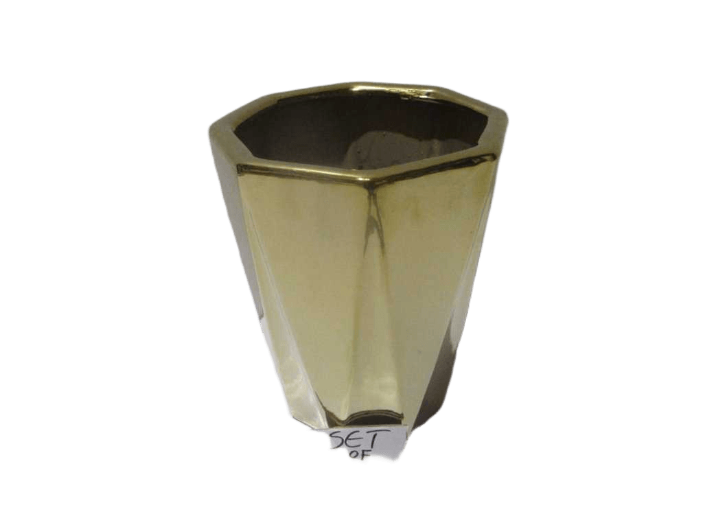 Pot Set Of 3 Ceramic Box Gold 38*45 30*41 24*37