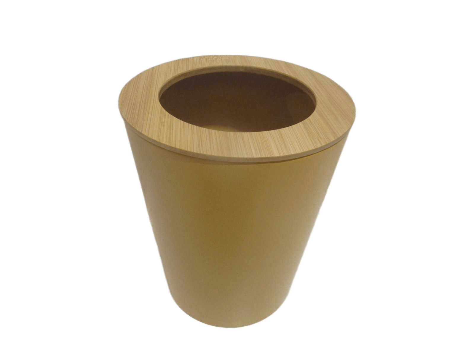 Dustbin Metal Evasee Avec Couvercle Bambou 5l - Mustard/Bambou