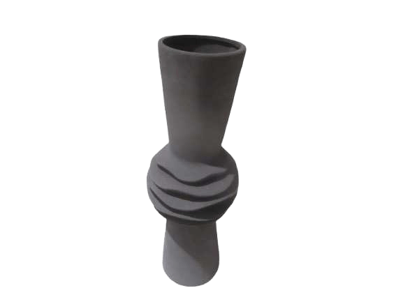 Vase Medium Pottery Black Gray 21x21x60 Cm
