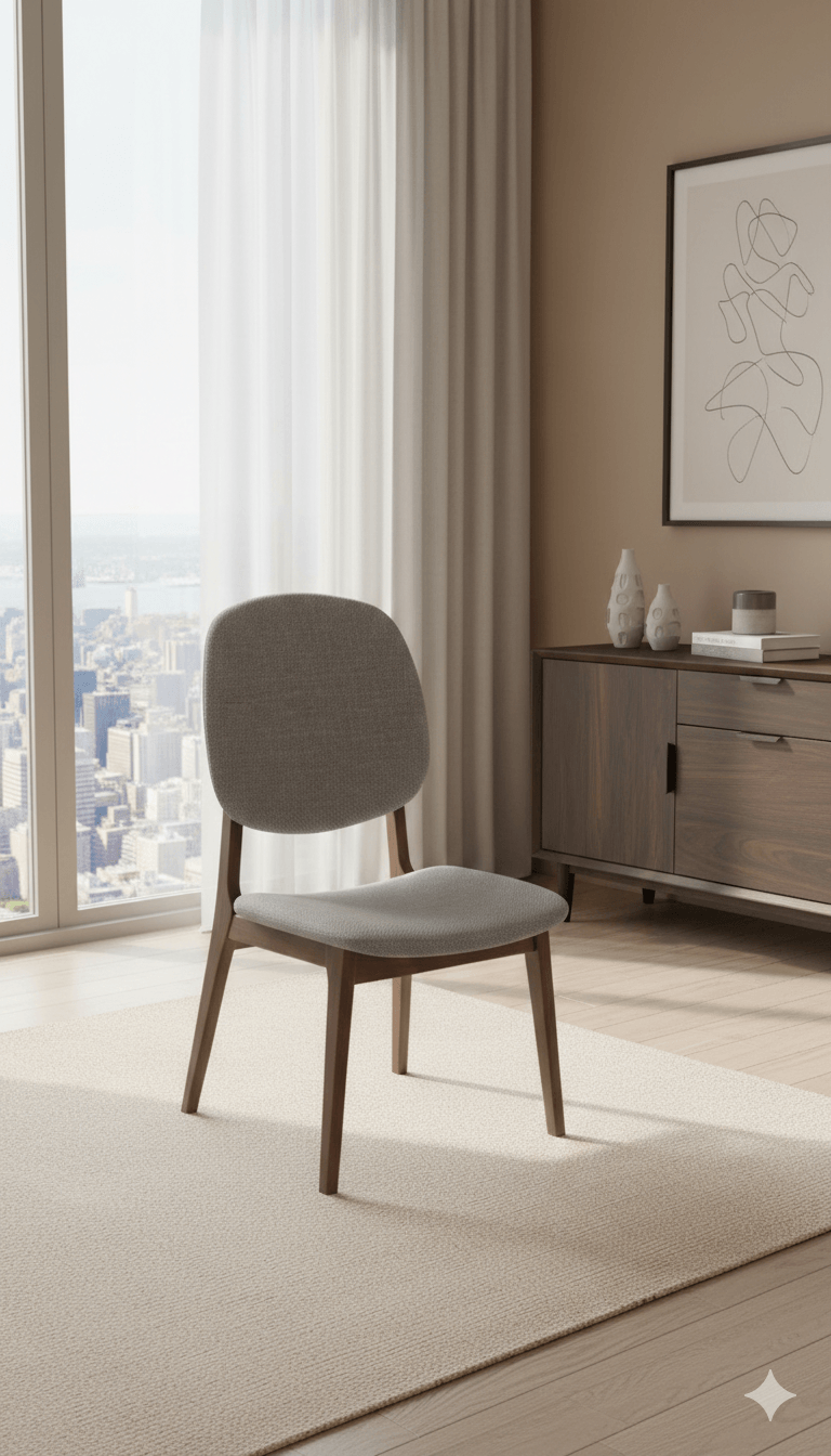 Dining Chair Wood Walnut Color Dark Grey Bjorn-34 870x510x545