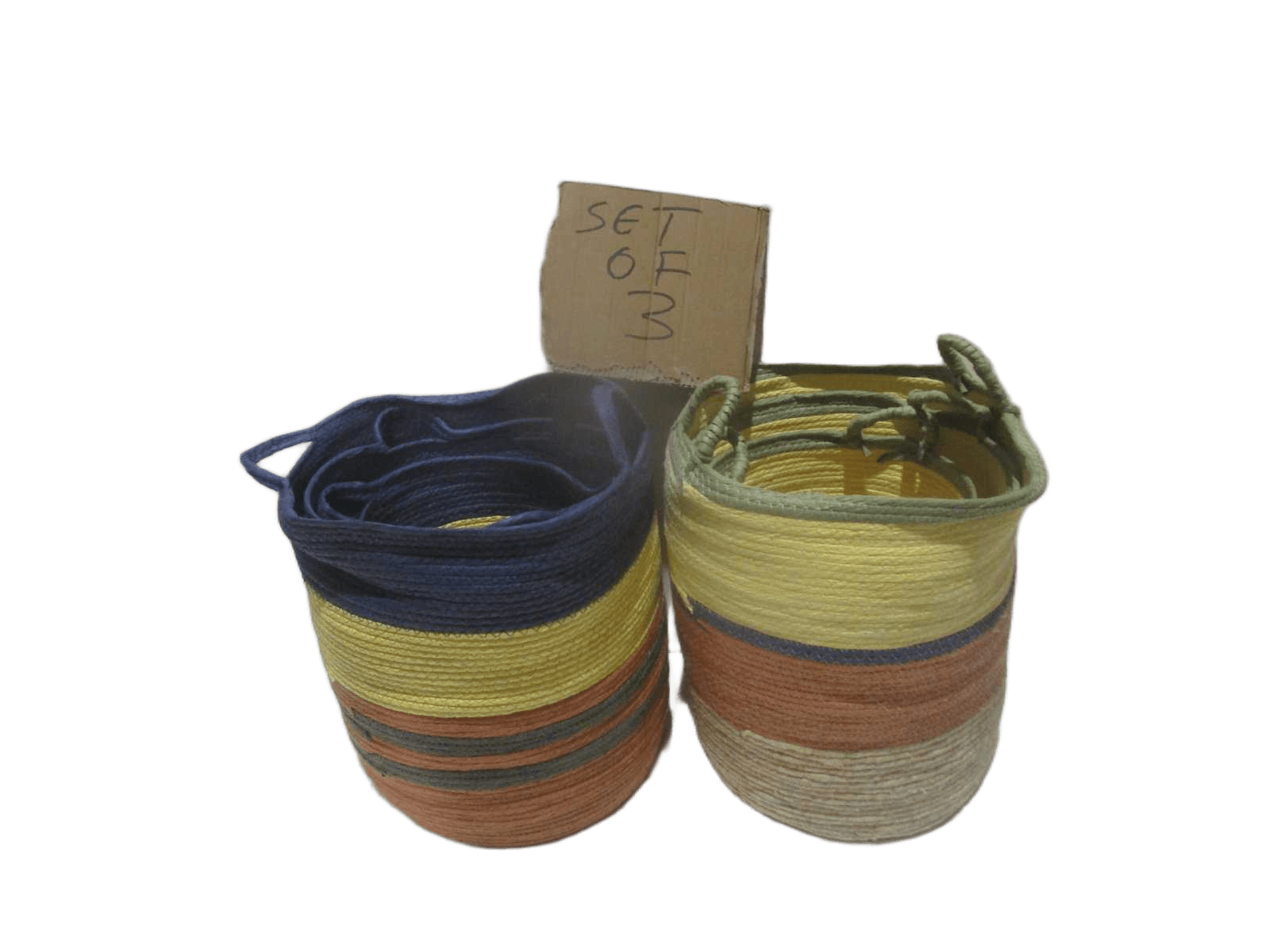 Basket Set Of 3 , Rattan 2 Color Assorted As Sample 30*30*34 35*35*39 39*39*45