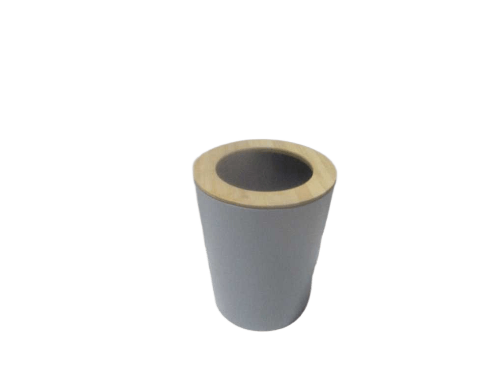 Dustbin Metal Evasee Avec Couvercle Bambou 5l - Blue Clair/Bambou