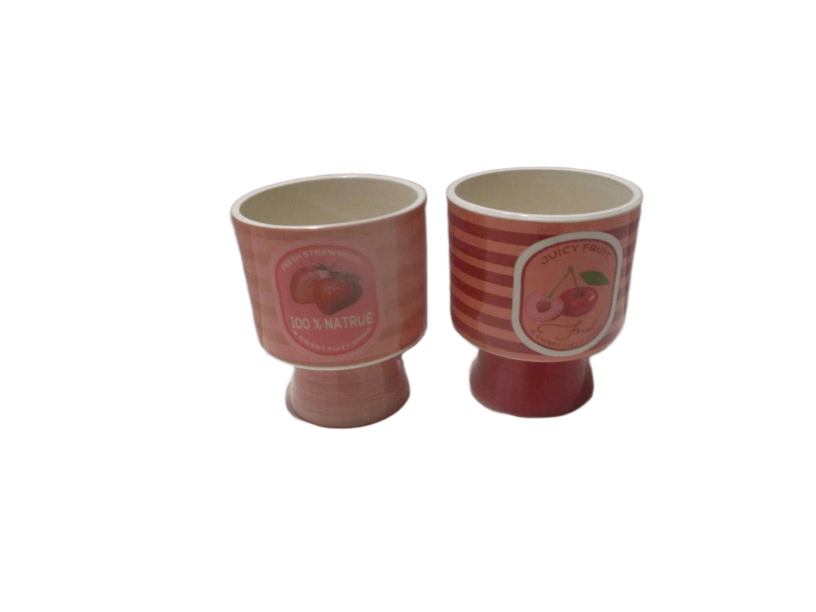 Cup With Stand, Two Colors Mix In Carton, Ceramic Red+ Pink Dolomite Dia 12.2x15.2 H