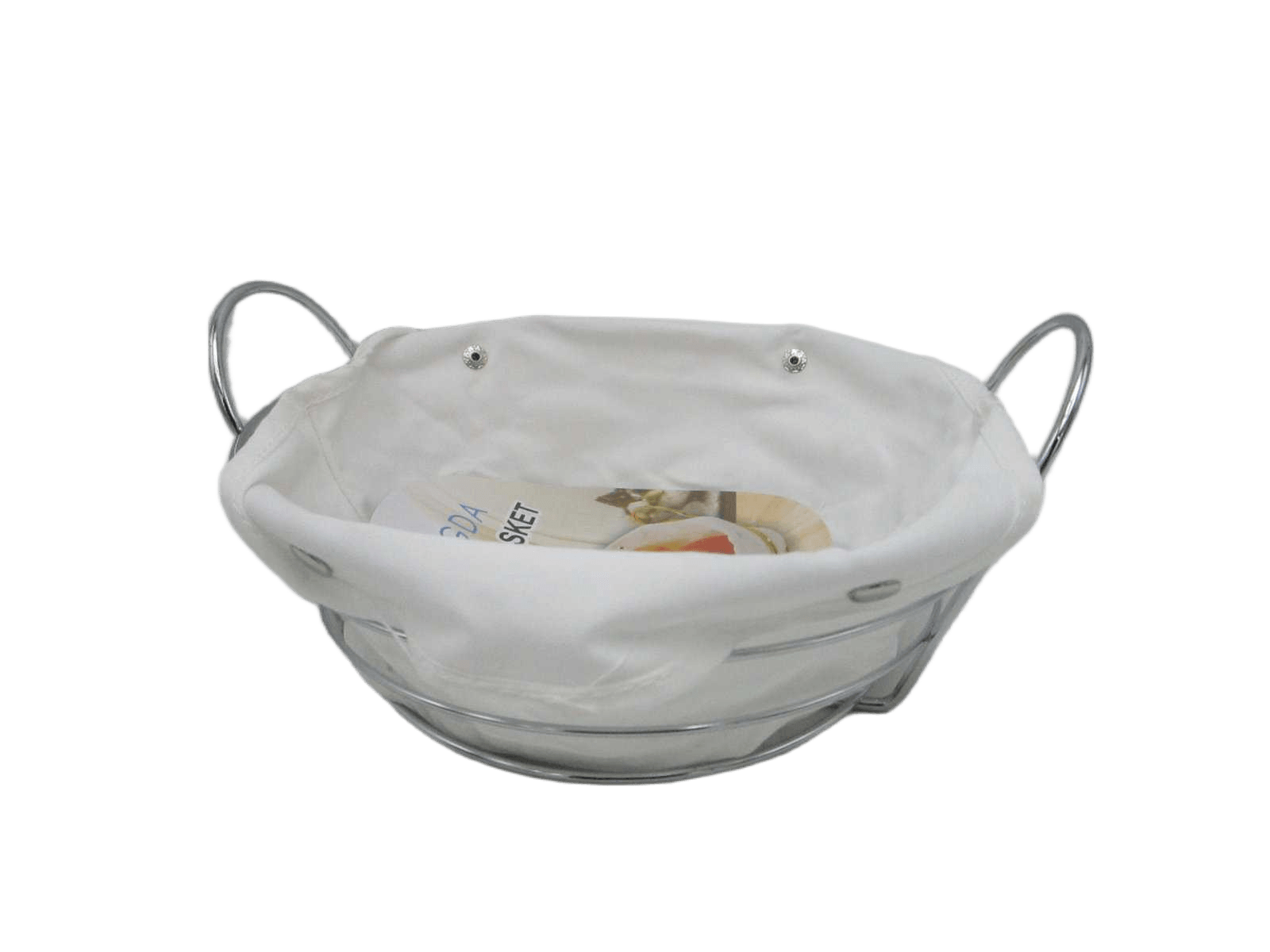 Bread Basket Metal Round Silver 26x23x11