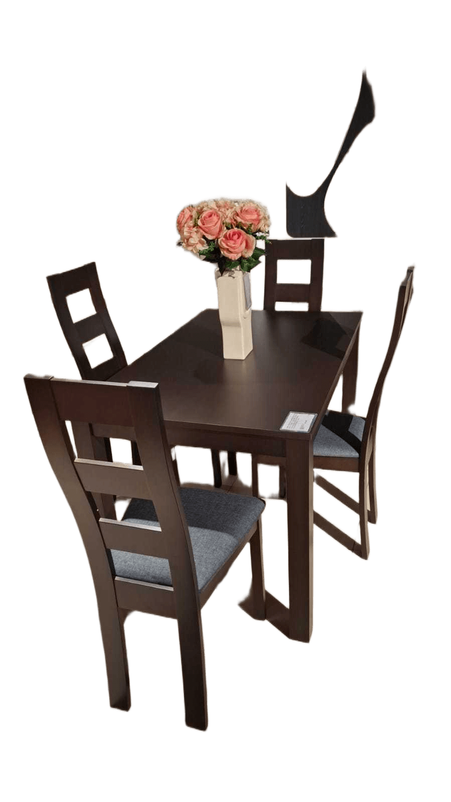 Dining Table +4*chairs Wood: Burn Beech Fabric: Grey-Fs013 T:1200*750 C:455*530*1030