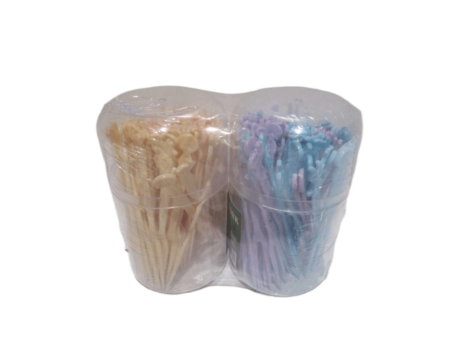 Set Of 2 Fruit Fork Plastic 2*60pcs (2 Clr Mix In One Box,total 4clr) Packing: Blister As Photo 6*10 1cl=
