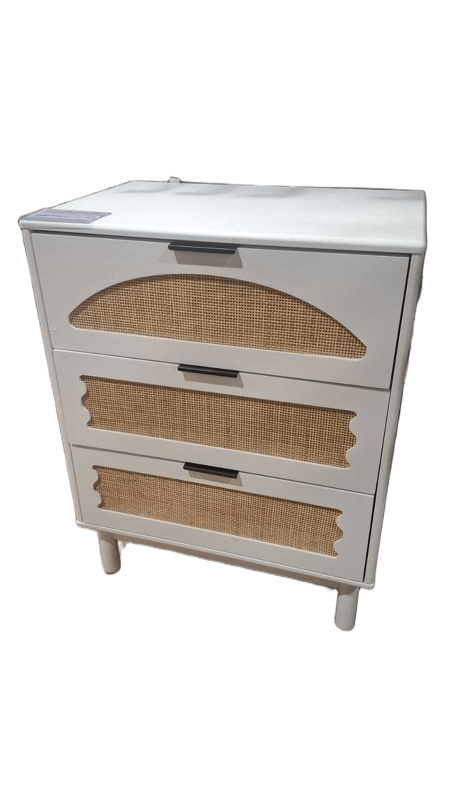 Chest 3 Drawer Painting, Natural Rattan Black Handle White 60*40*77