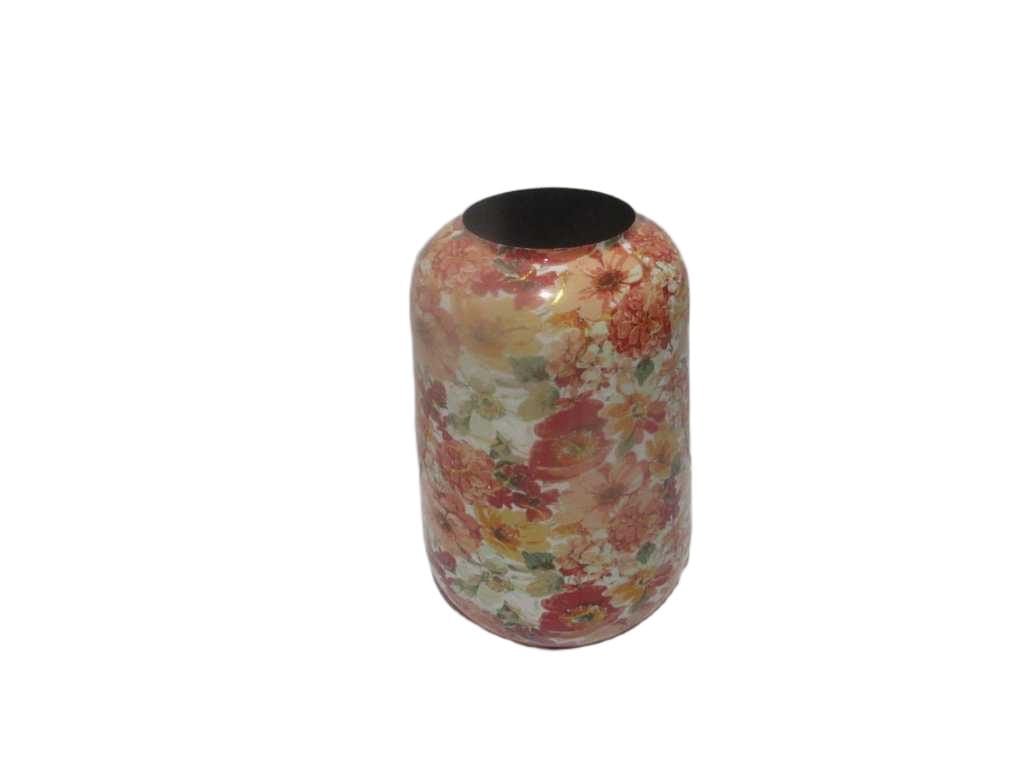 Iron Planter Pot Printed Finish With White Red