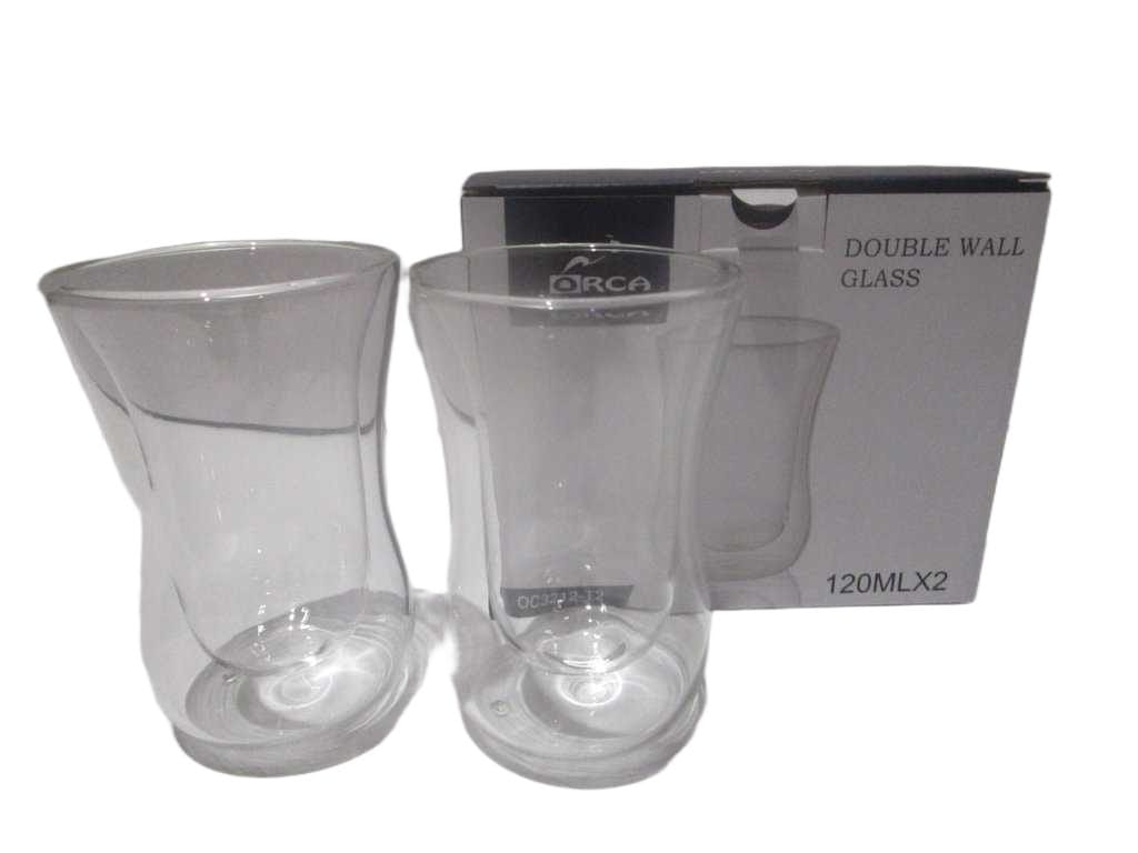 Coffee Cups Set Of 2 Handmade Glass A Quality Duble Wall - Color Box Packaging - Moq 300