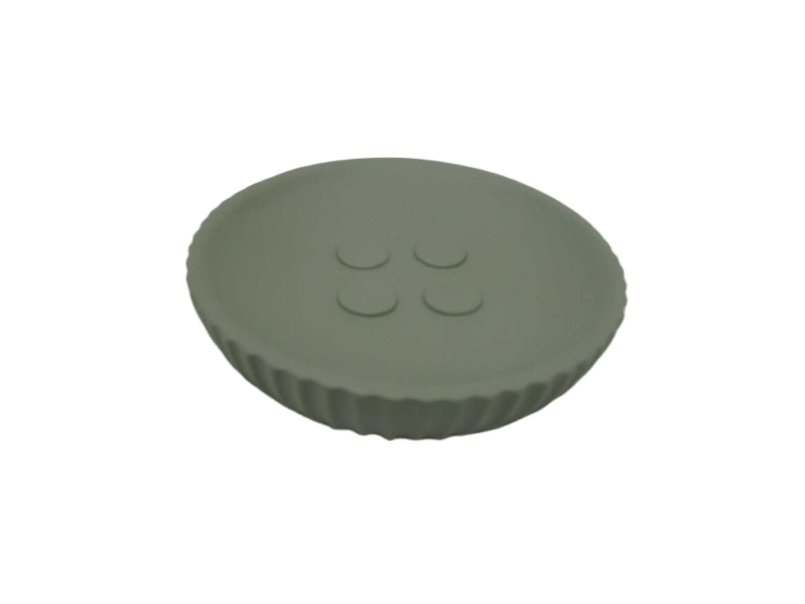 Soap Dish Striated Round Polyresin - Khaki
