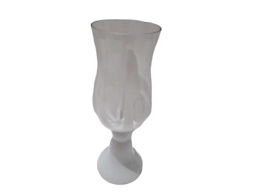 Vase Glass Clear Top W White Stripes, White Bottom Clear And White 19*58.5