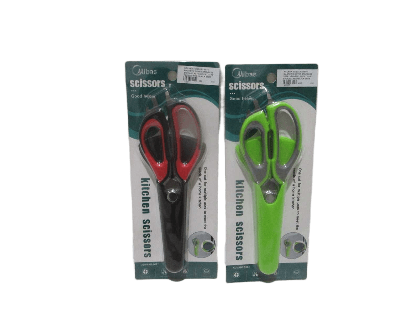 Kitchen Scissors With Magnetic Cover Stainless Steel+plastic Insert Card Packing Red+black 24cm