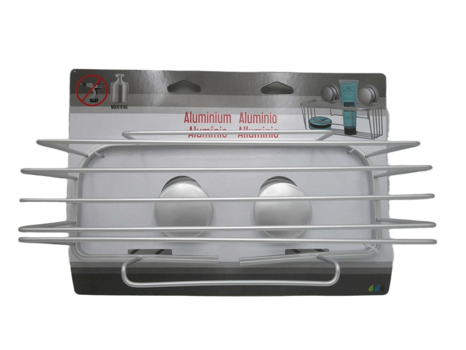 Basket Rectangular Aluminum On Suction Cups - Chrome
