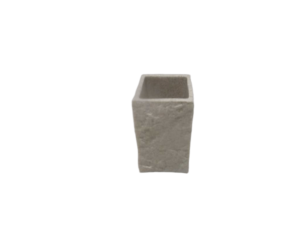 Cup Polyresin Carre Effet Pierre - Natural