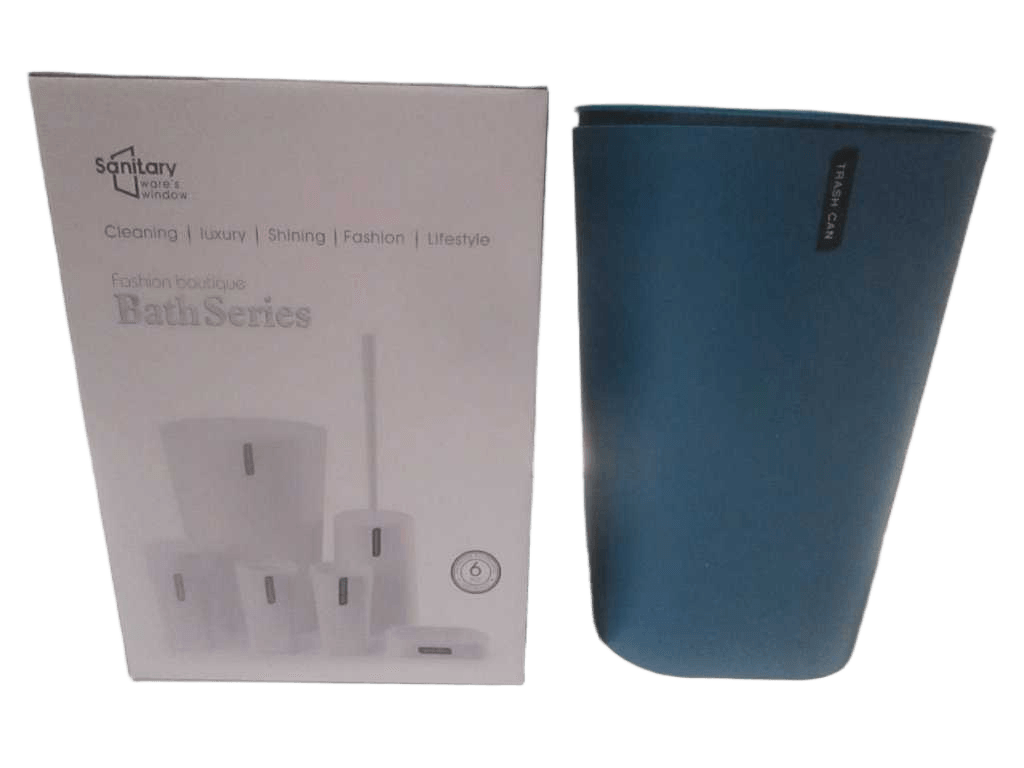 Bath Series Set Of 6 ,pp Trash Can+toilet Brush+gargle Cup+toothbrush Holder+soap Dispenser+soap Dish Color Box Dark Green
