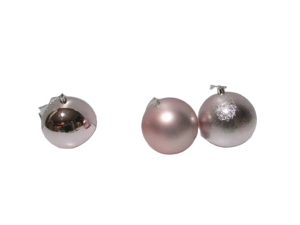 Ball Xmas 100mm Pink 3ass