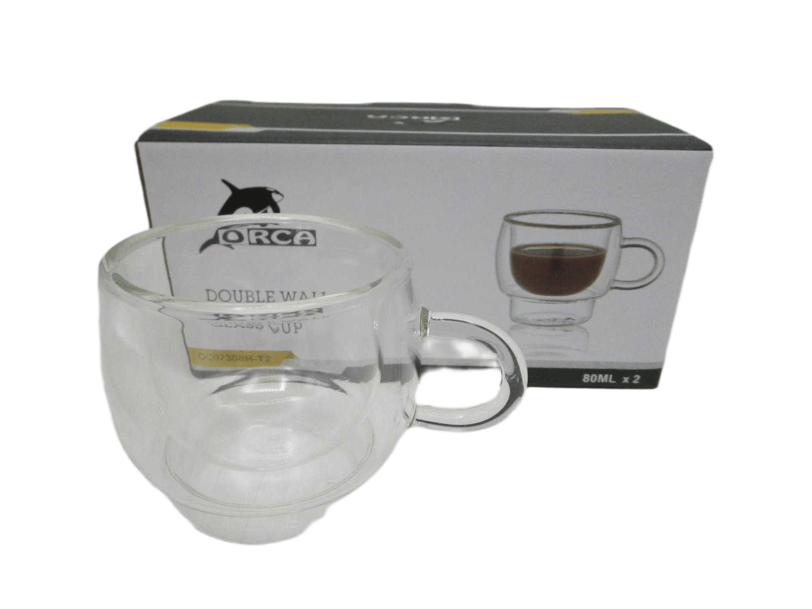 Set Of 2 80ml Borosilicate Double Wall Glass Heat Resistant