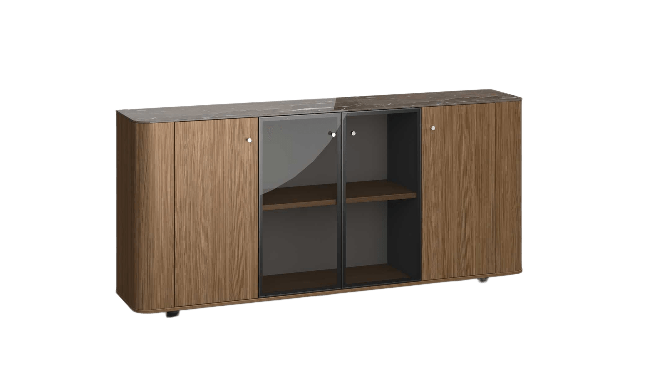 Low Cabinet Da26 Usa Walnut + Db-29 Meteorite Gray Melamine 2000*400*900