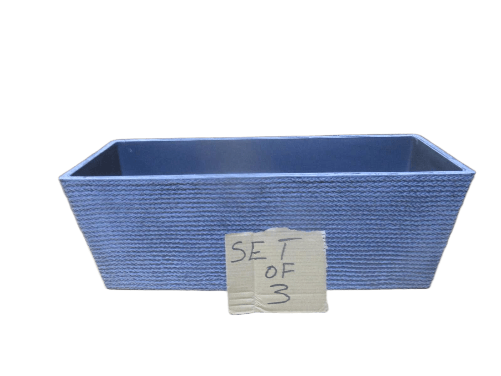 Pot Flower Set Of 3 Pe+pp Blue Gray Blue Gray 70x25x25, 85x32x32, 100x37x41