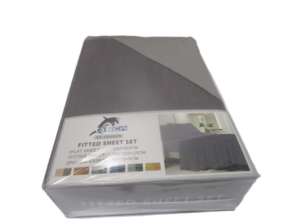 Flat Sheet Set Of 4pcs 240x300cm(Dark Grey 53) Fitted Sheet 180x200 +25 Cm(Light Grey 13) 2 Pillow Cases 50x70 +5 Cm(Light Grey13) 105gsm 100% Polycotton With Good Package Ourdesign Packing:pvc Bag Pilow & Fitted Sheet Same Color Light Gray 13 Flat