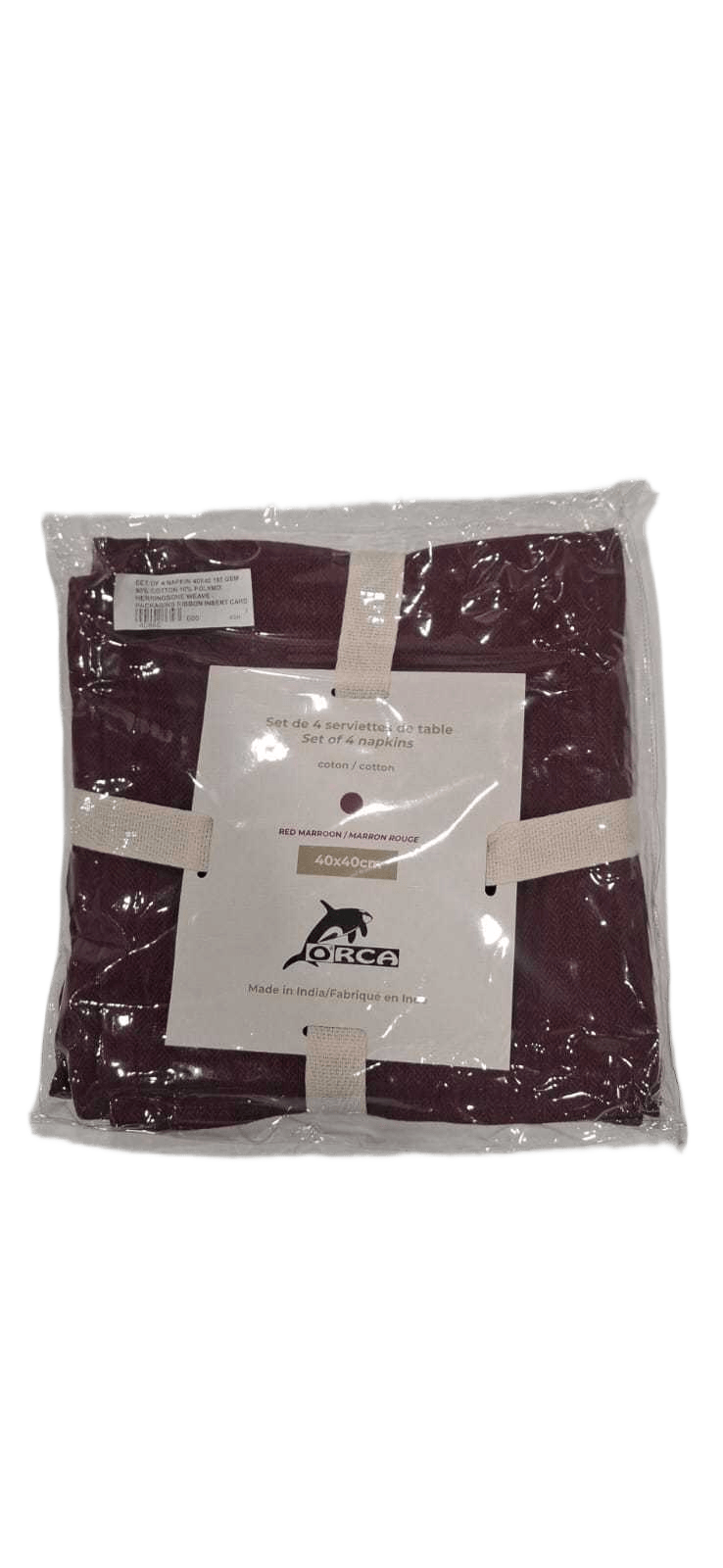 Napkin Set Of 4 40x40 185 Gsm 90% Cotton 10% Polymix Herringbone Weave - Packaging Ribbon Insert Card + Polybag 1cl=