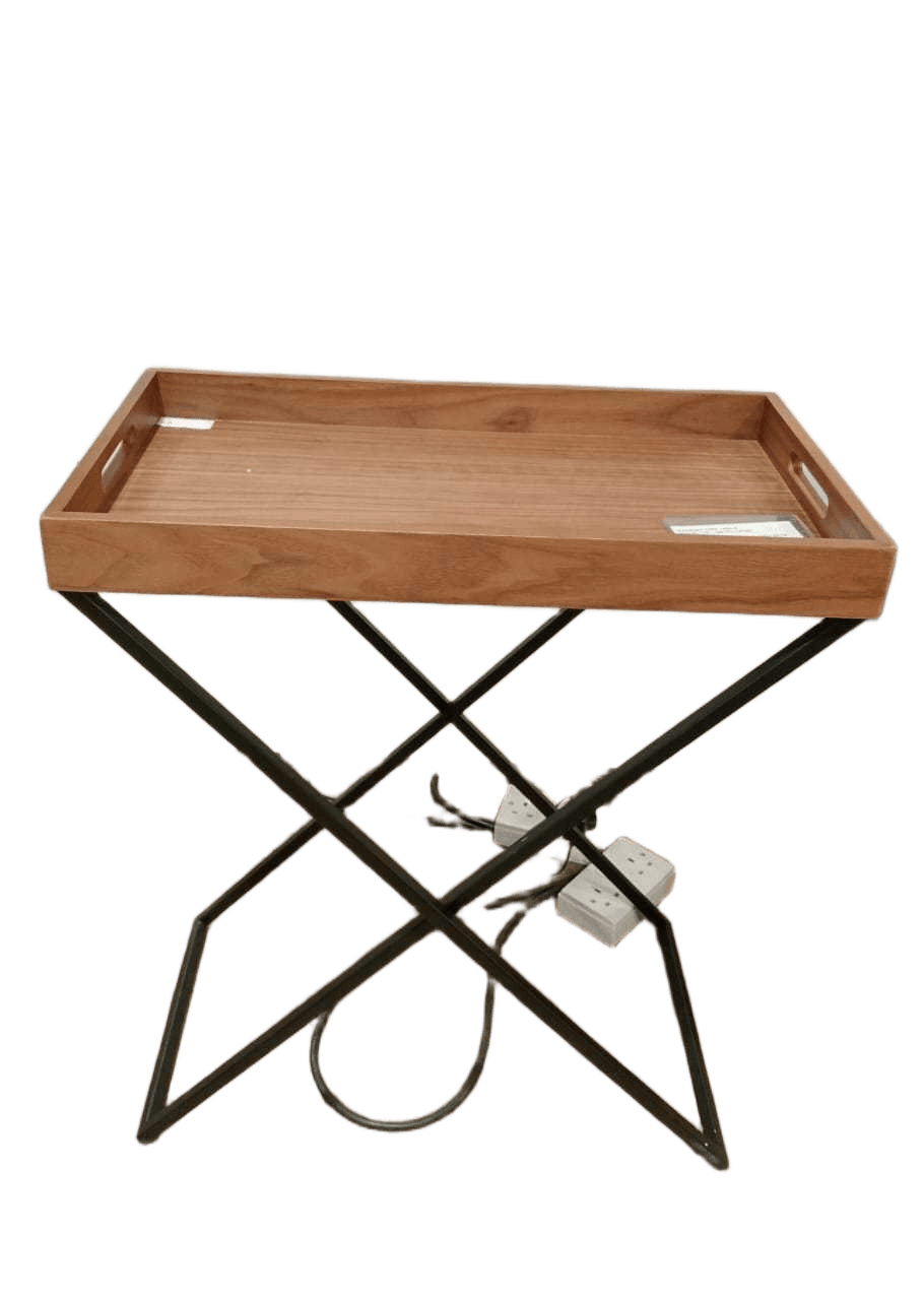 Side Table Massima Tokyo Serving Tray With Stand Wood Top / Metal Legs 62x35x72
