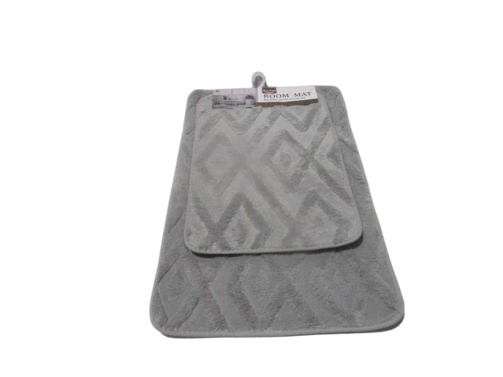 Mat Microfiber Chenille Anti-Slip Set Of 2pc 0.8cm Light Grey 40x60 50x80