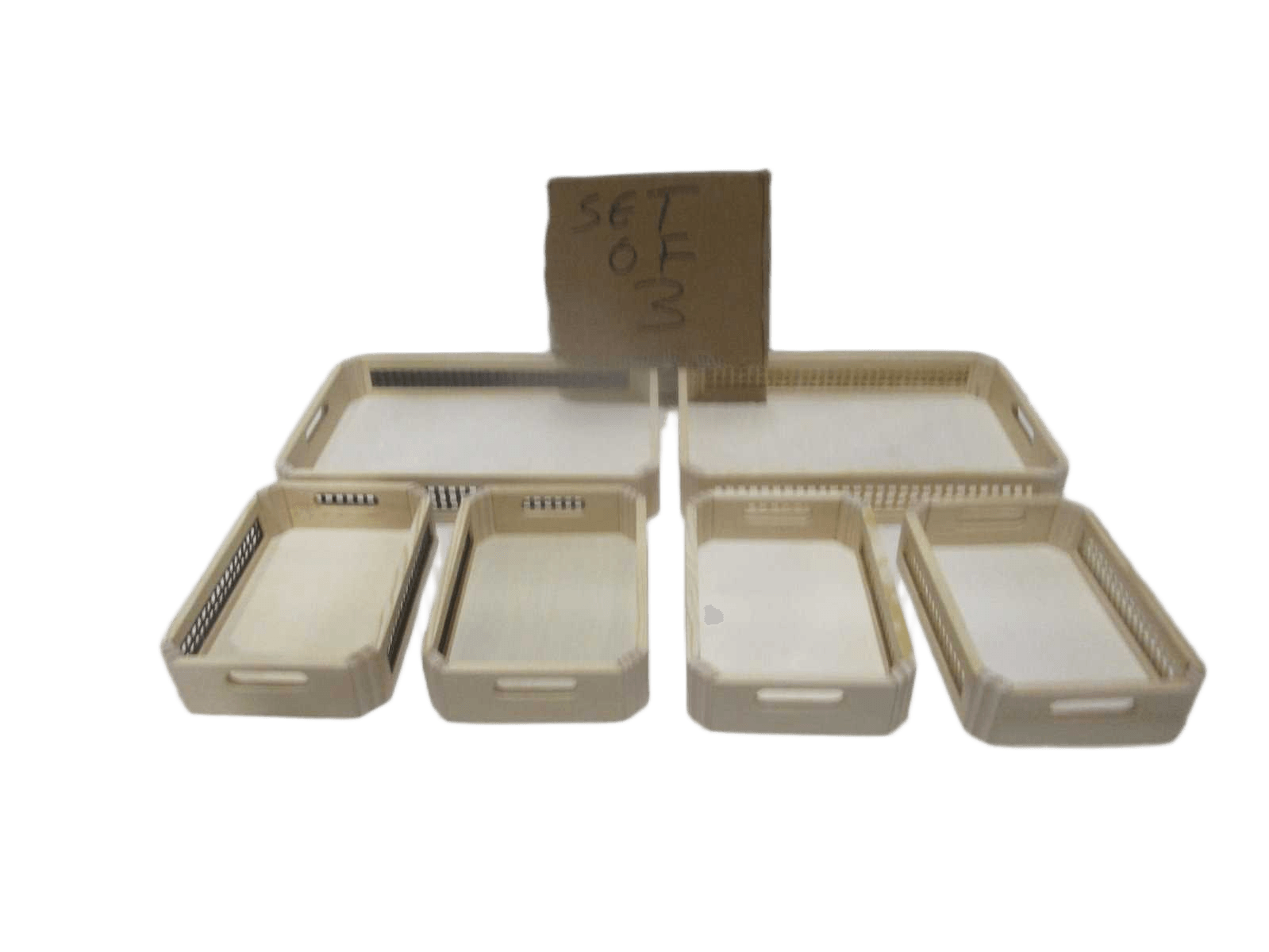 Tray Set Of 3 Wood 2 Color Assorted 38*26*6 24*17*6 24*17*6