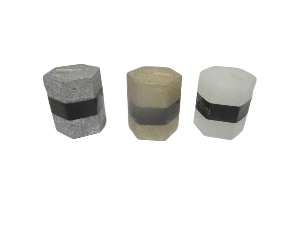Pillar Candle Hexagon 4x5cm 3a