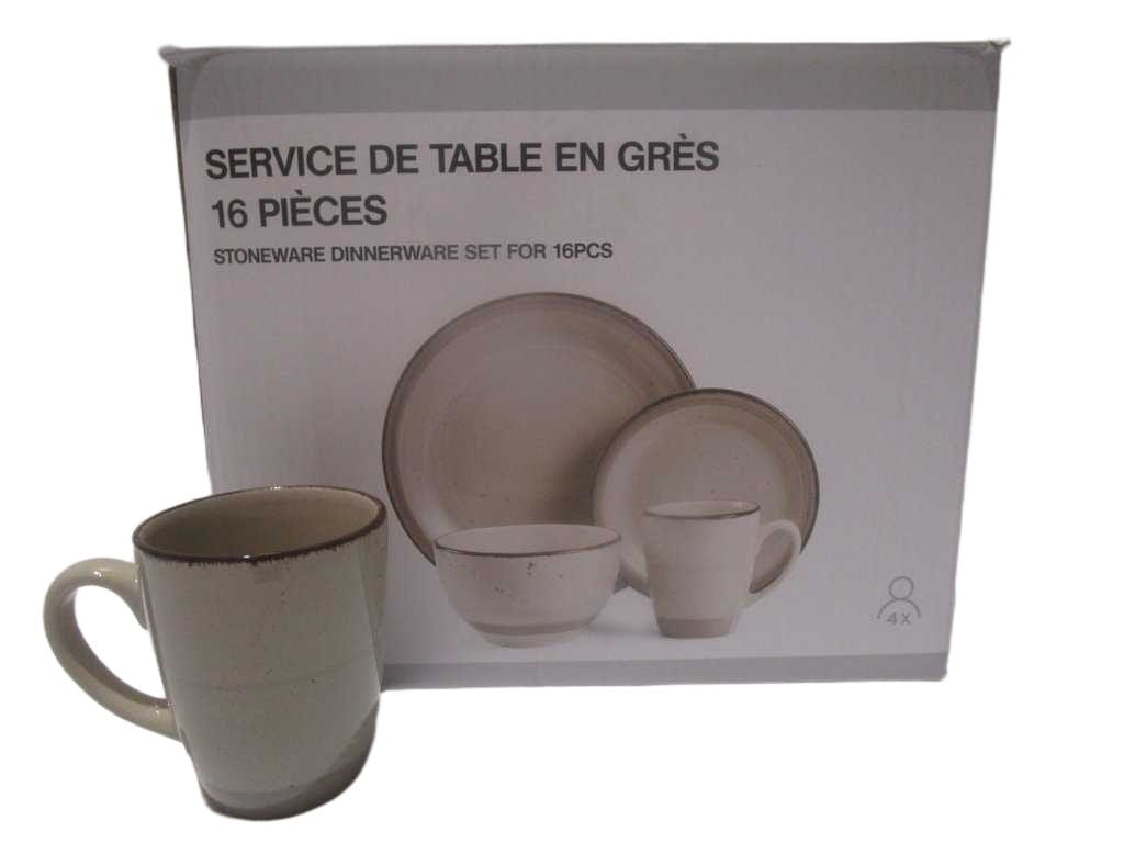 Stoneware Dinnerware Set For 16pcs Dark Beige Stoneware 10.5" : F27cm X 3.2cm 7.5": F19cm X 2.4cm 5.5" : F14cm X 8.8cm 350ml: F8.5cm X 10.5cm