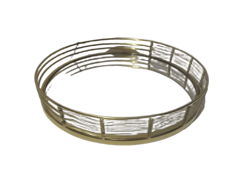 Tray Round With Mirror Steinless Steel Gold Plating