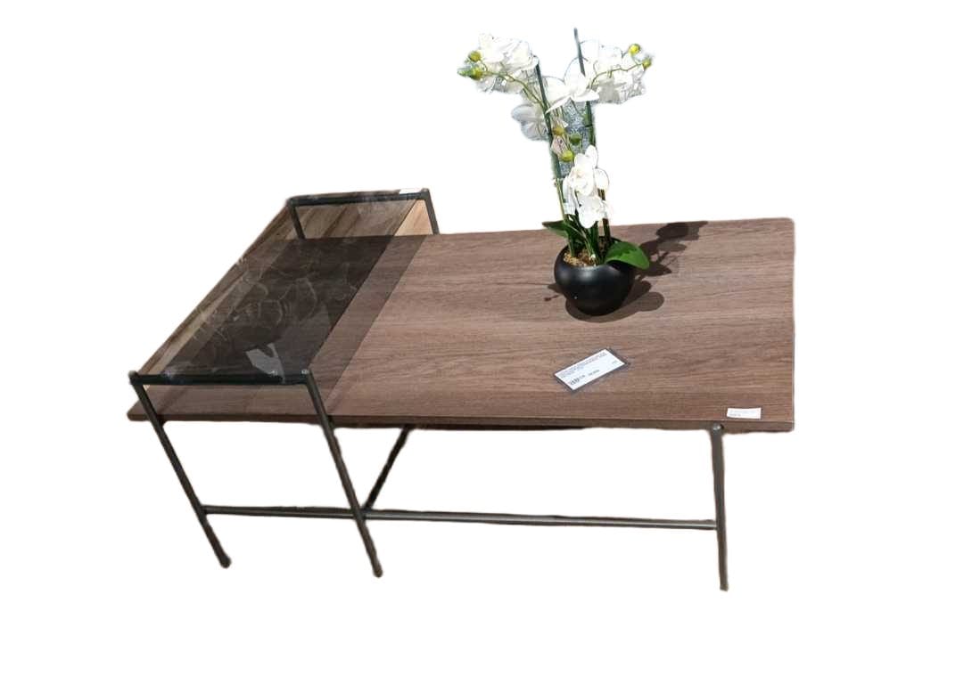 Coffee Table Armin Glass And Mdf 120x70x40cm 80x33x56cm