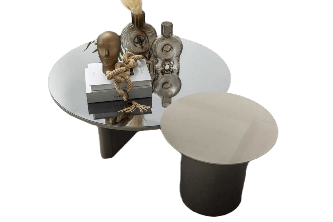 Coffee Table Shiny Grey Diam 100cm