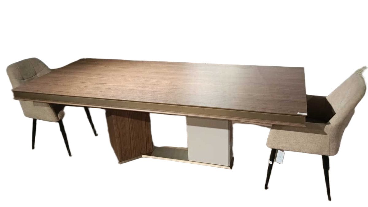 Dining Table Full Mdf Painting 220x100x76cm Beige - Walnut