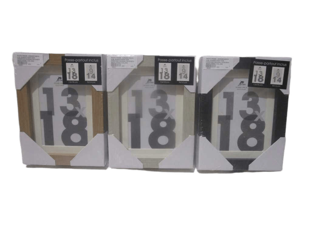 Photo Frame , Border Width 2cm, Border Hight 3cm Shrinking Packing 13x18 With Back Stand 3 Col Ass Walnut/Beige Wood/Black Wood 13x18 3cm 2cm