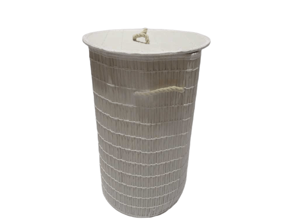 Laundry Hamper Panama Pe Rattan Round 58liter With Polybag Packing Off White 35x35x60 Cm
