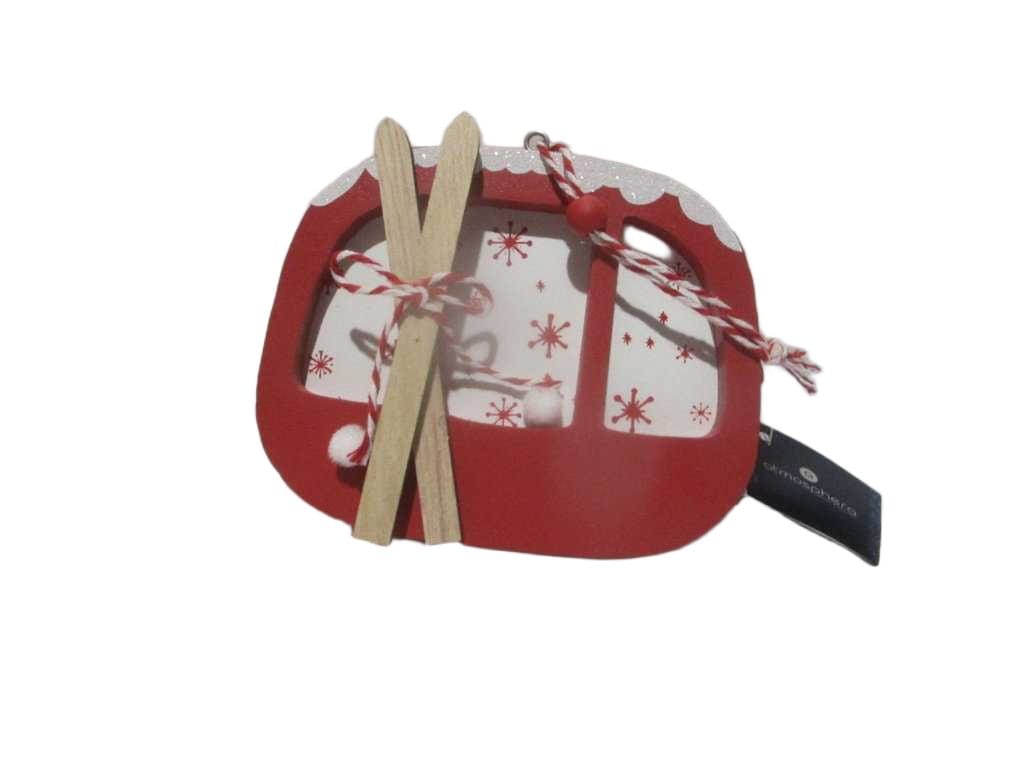 Sdn Wood Cabin W/ Ski Red 10cm