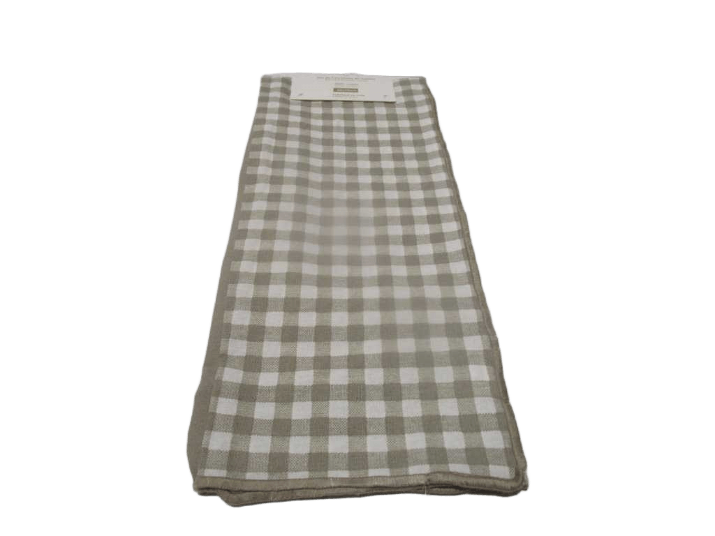 Towel Kitchen Set Of 2 100% Cotton 250 Gsm One Screen Printed And One Solid Color With Beige Embroidery Border On The Edge