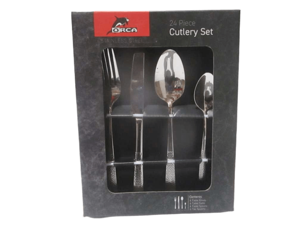 Dinner Knife 6 Mm 6 Mm 85 Gr X6 - Dinner Fork 2,5 Mm 35 Gr X6 Dinner Spoon 2,5 Mm 47 Gr X6 - Tea Spoon 2 Mm 20 Gr X 6 - Set Of 24 Pcs - 420j1 18/0 - Windows Gift Box Hammered Finishing Mirror Polished K 230 F 201 S 201 Ts 140