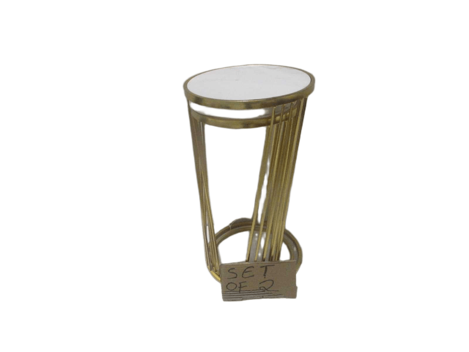 Side Table Set Of 2pcs Top:marble Framemetal Gold White Marble 35*35*64cm 30*30*58cm