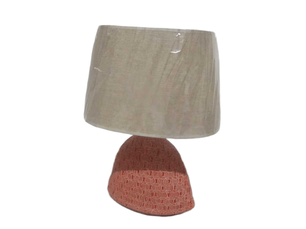 Lamp Polyresin + Lamp Shade Orange Base White Top 33 X 14 X 42cm Shade: 30*d40*26 H26cm 2cl=