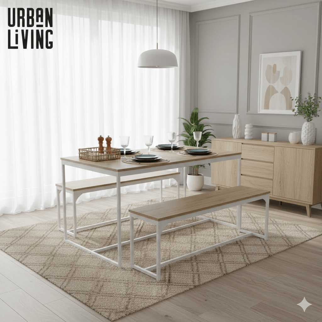 Dining Table La Casa Whitea With Metal White Structure 150x80xh75cm