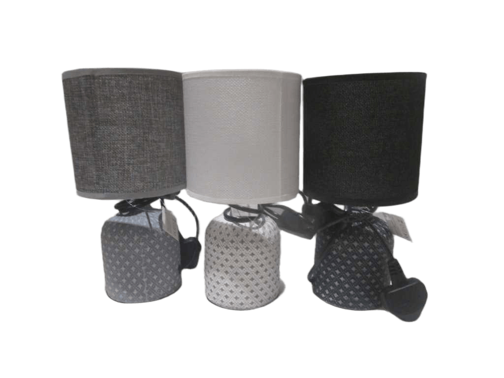 Table Lamp Ceramic Base Linen Shade E14 White Box With Sticker Moq:1000pcs White Black Grey Ass 13x13x26